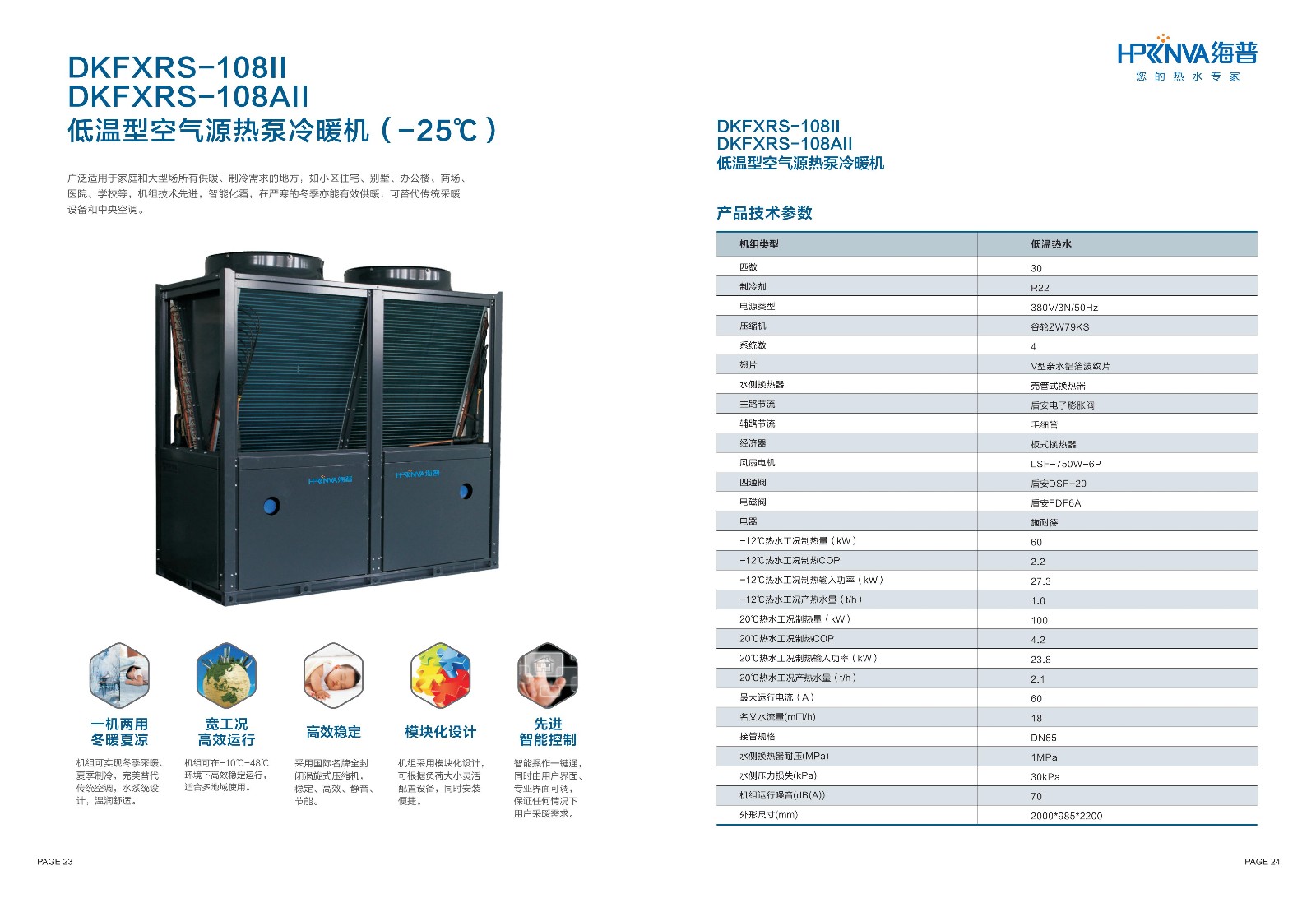 DKFXRS-108Ⅱ DKFXRS-108AⅡ低溫型空氣源熱泵冷暖機(jī)1